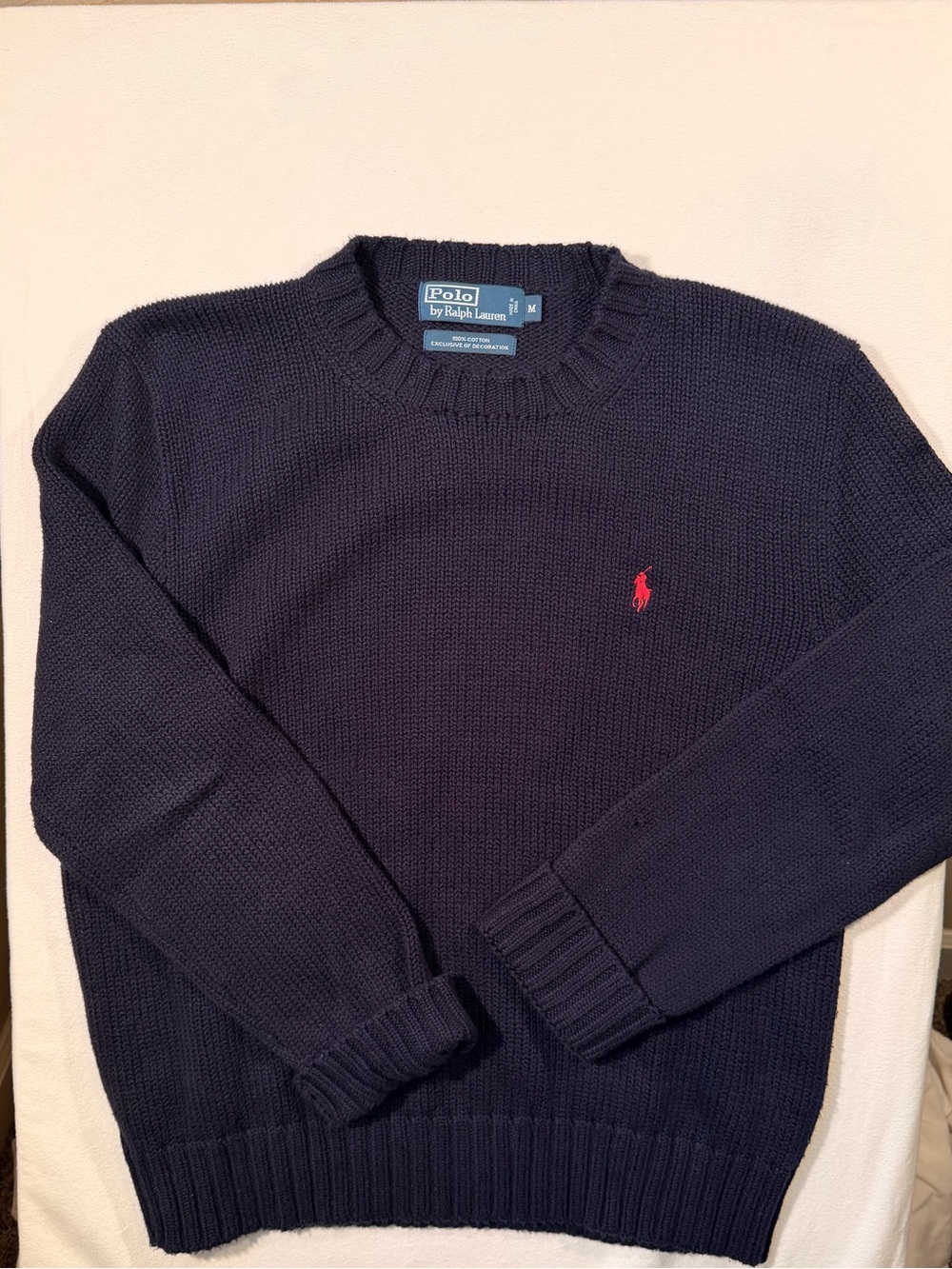 Ralph Lauren Men’s Navy Crewneck Sweater with Red Pony